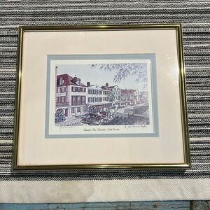 Jean De Claude Montfort Charleston’s Rainbow Row Signed Print Matted framed  SC